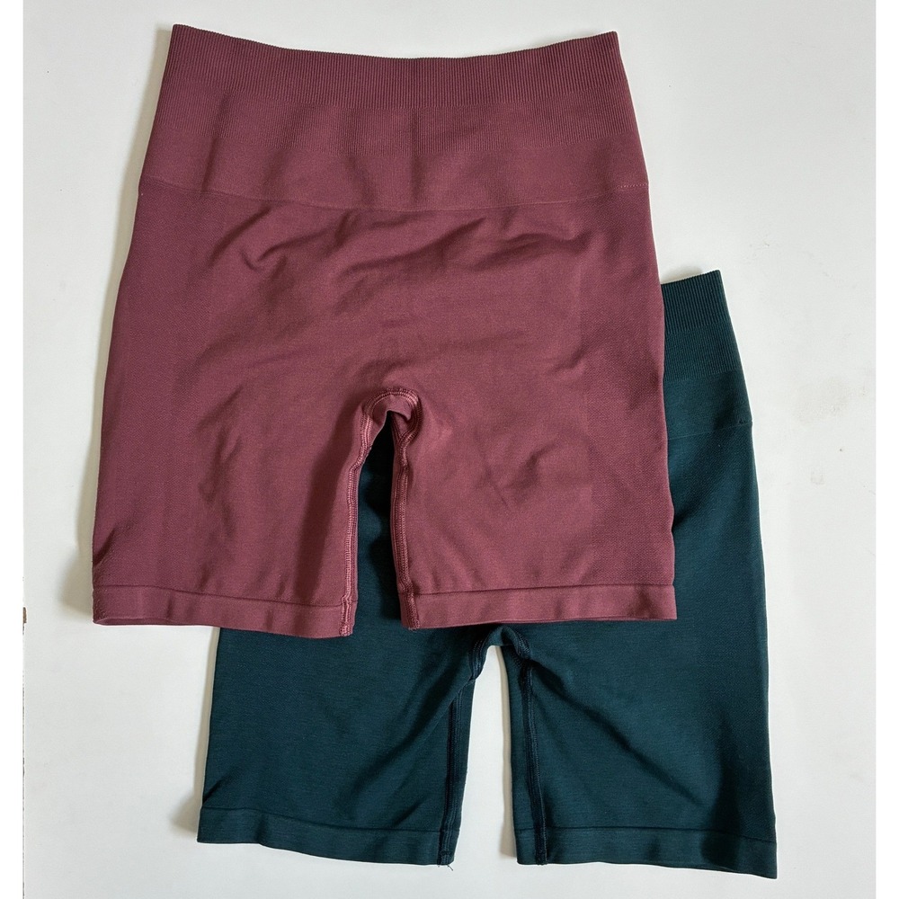 Alphalete Amplify Seamless Shorts Bundle 2 Pairs Burgundy Teal Women XS